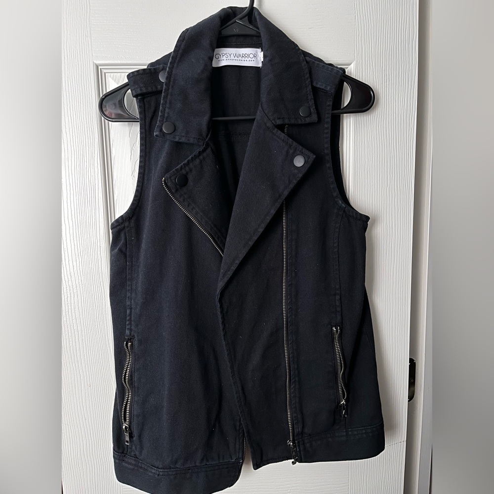 Black denim vest